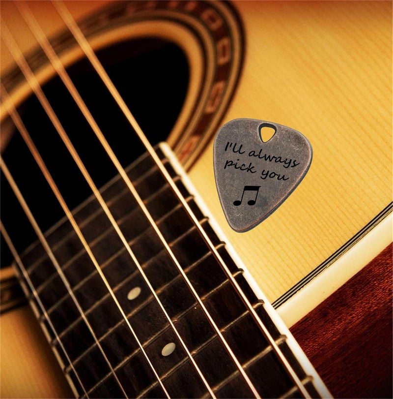 JUPPE Bronze Copper I'll Always Pick You Guitar Pick With Leather Case Personalized Birthday Gifts For Couples, Music Gifts For Him and Her (Bronze I'll Always Pick You) - Image 4